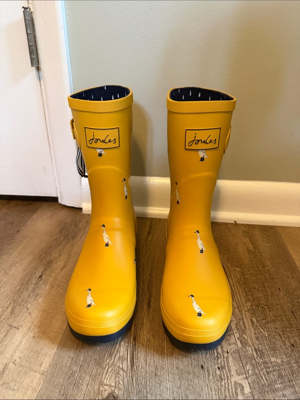 Joules Yellow Duck Pattern Women’s Rain Boots